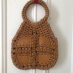 Vintage Leather Boho Chic Woven Handbag